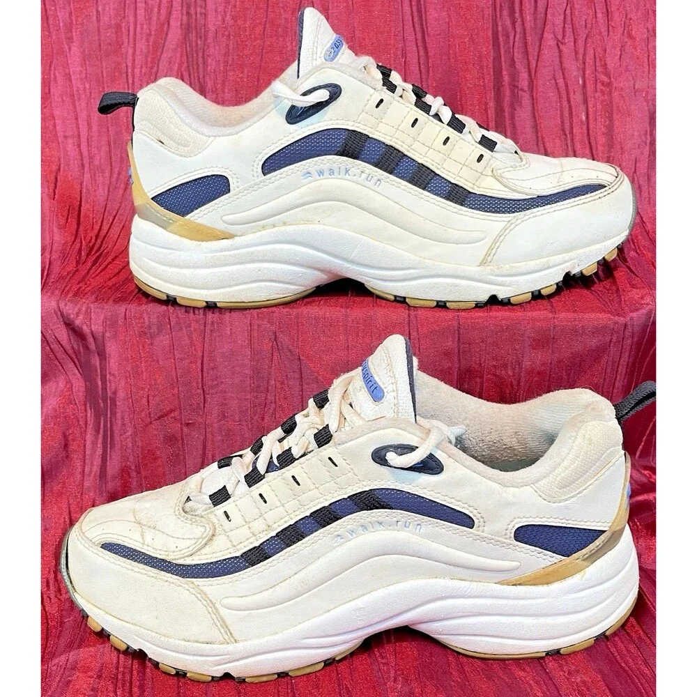 Womens Easy Spirit White Walk-Run Athletic Shoes Snakers sz 6.5